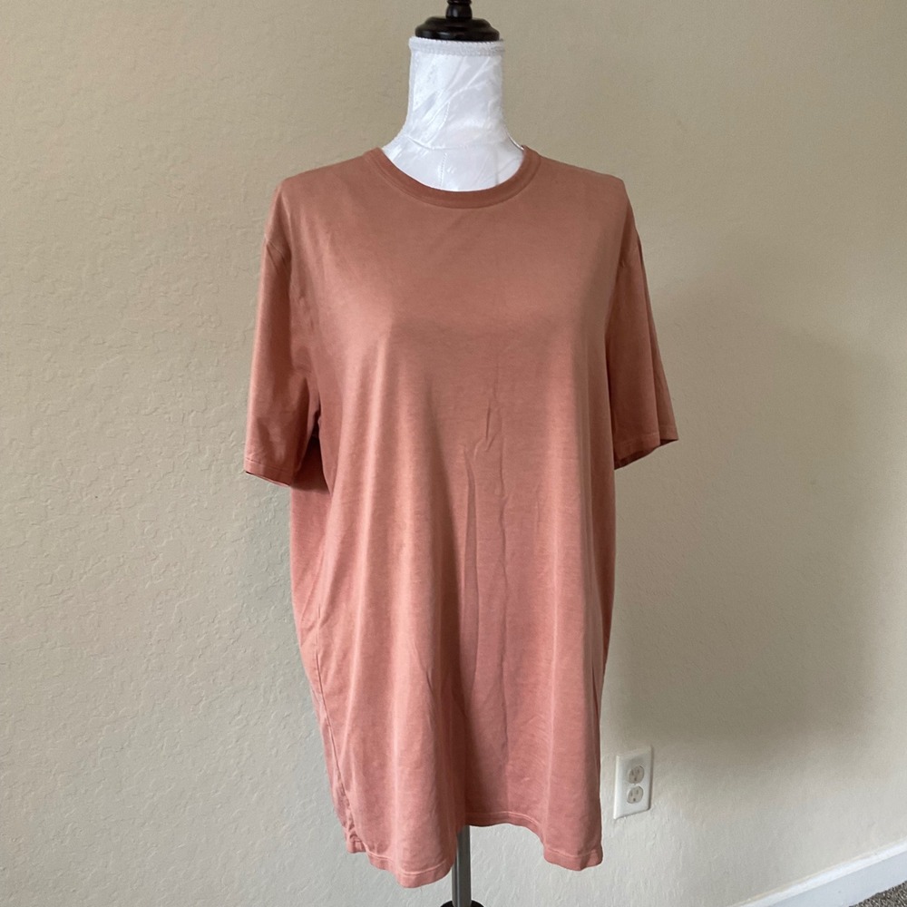 Lululemon Organic Cotton Classic Fit T Shirt Mens Orange Athletic Casual Tee
